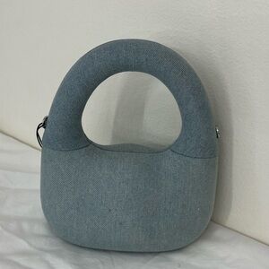 ZARA light blue denim top handle bag